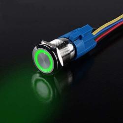 ESUPPORT 16mm 12V 3A Car Green Light Angel Eye Metal Push Button Switch Socket