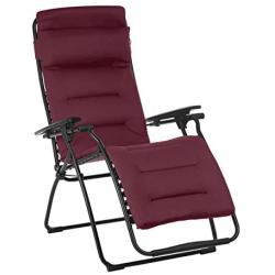 Lafuma Futura Air Comfort Zero Gravity Recliner (Bordeaux Red) Padded Folding Outdoor Reclining Chair