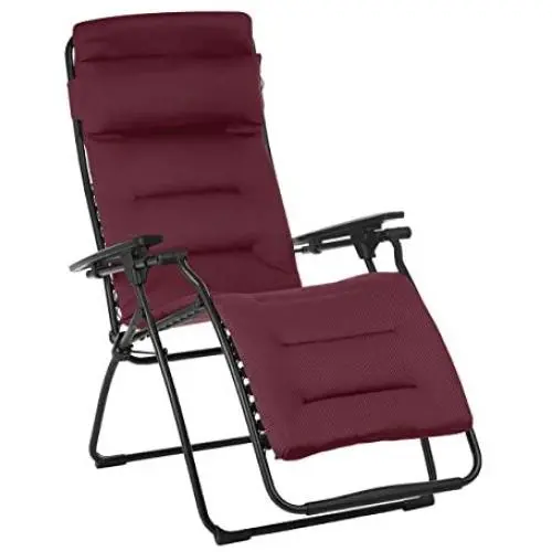 Lafuma Futura Air Comfort Zero Gravity Recliner (Bordeaux Red) Padded Folding Outdoor Reclining Chair Lafuma Futura Air Comfort Zero Gravity Recliner (Bordeaux Red) Padded Folding Outdoor Reclining Chair