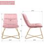 Duhome Velvet Accent Chair Retro Leisure Lounge Chair Mid Century Modern Chair Vanity Chair for Living Room Bedroom with Gold Metal Legs Salmon Pink 1 PCS