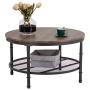 Bonnlo 31.5'' Industrial Coffee Table for Living Room 2-Tier Vintage Round Coffee Table with Metal Storage Shelf