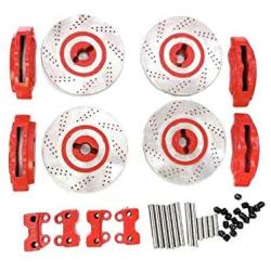 DAPENGNIAO 4Pcs Metal Brake Discs Calipers for 1/10 RC Crawler Car Traxxas TRX4 Defender Bronco G500 TRX6 G63 Upgrade Parts Accessories (Color : Red)