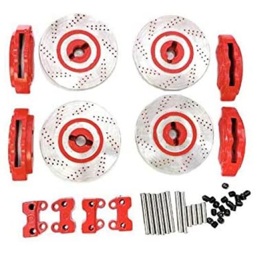 DAPENGNIAO 4Pcs Metal Brake Discs Calipers for 1/10 RC Crawler Car Traxxas TRX4 Defender Bronco G500 TRX6 G63 Upgrade Parts Accessories (Color : Red)