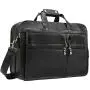 Texbo Mens Solid Full Grain Cowhide Leather Large 17 Inch Laptop Briefcase Messenger Bag Tote with YKK Zippers (Black -Calfskin Leather)
