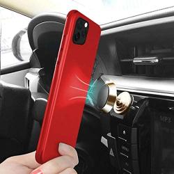 Magnetic Case for iPhone 11 Pro Max, Ultra Thin Magnetic Phone Case for Magnet Car Phone Holder with Invisible Built-in Metal Plate, Soft TPU Anti-Scratch Cover for iPhone 11Pro Max 6.5-Red