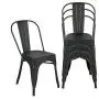 BONZY HOME Metal Dining Chairs Distressed Style,Stackable Side Chairs with Back, Indoor Outdoor Use Chair for Farmhouse, Patio, Restaurant, Kitchen, Set of 4(Golden Black)