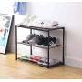 LEEDA 3-Tier Metal Storage Shoe Bench, 2 Shelves Rack Organizer, Entryway Furniture with Seat, for Living Room, Hallway, Bedroom, Closet, Brown