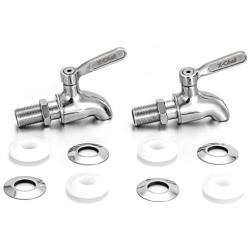 X-Chef Beverage Dispenser Spigot Replacement, Stainless Steel Metal Spigot for Glass Jar &amp; Drink Dispenser, Set of 2