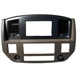 Khaki & Black Aftermarket Double Din Stereo Radio Dash Kit Install Bezel +Wiring Harness/Antenna Adapter Compatible with Dodge Ram 2006-09