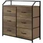 HOMECHO Fabric Dresser with 6 Drawers, Wide Chest of Drawers with Wood Top, Sturdy Metal Frame, Furniture Storage Tower for Bedroom, Closets, Hallway, Entryway, Rustic Brown HOMECHO Fabric Dresser with 6 Drawers, Wide Chest of Drawers with Wood Top, Sturdy Metal Frame, Furniture Storage Tower for Bedroom, Closets, Hallway, Entryway, Rustic Brown
