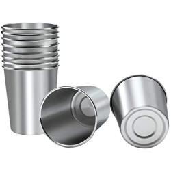 Ruisita 10 Pieces 12 Ounce Stainless Steel Cups Metal Pint Cups Shatterproof Drinking Glasses for Kids or Adults (12 oz/350 ml)