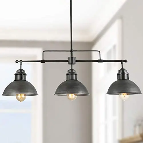 LOG BARN Pendant Lighting for Kitchen Island, Black Chandelier in Brushed Antique Dark Metal Finish, Industrial Linear Ceiling Fixture Hanging for Dining Rooms, Pool Tables LOG BARN Pendant Lighting for Kitchen Island, Black Chandelier in Brushed Antique Dark Metal Finish, Industrial Linear Ceiling Fixture Hanging for Dining Rooms, Pool Tables