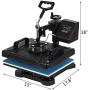 VEVOR Heat Press 12X15 Inch Heat Press Machine 8 in 1 Digital Multifunctional Sublimation Swing Away Heat Press 360 Degree Rotation Heat Press Machine for T Shirts Hat Mug Cap Plate