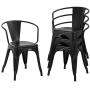 FDW Dining Chairs Set of 4 Metal Chair Indoor Outdoor Chairs Patio Chairs Kitchen Dining Chairs 18 Inch Seat Height Restaurant Chair Tolix Side Metal Stackable Bar Chairs 330LBS Weight Capacity,Black