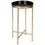Kate and Laurel Celia Round Metal Foldable Tray Accent Table, Black with Gold Base Kate and Laurel Celia Round Metal Foldable Tray Accent Table, Black with Gold Base