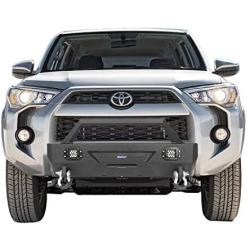 Hooke Road Stubby Steel Front Winch Bumper with D-Rings & Extra Lights Compatible with Toyota 4 Runner 5 Gen 2010 2011 2012 2013 2014 2015 2016 2017 2018 2019 2020