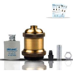DiCUNO Vintage E26 Lamp Socket, Edison Retro Pendant Lamp Holder, Industrial and Decorative for DIY Lighting, 600℃ Heat Resistant Vintage Brass Color 6 Packages