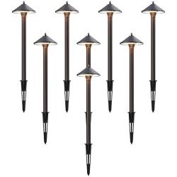 GOODSMANN 8 Pack Landscape Lighting Low Voltage Path Lights 10W Halogen 25 Lumens Floodlight Outdoor Lighting with Metal Stake and Connector 9920-9103-08