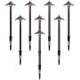 GOODSMANN 8 Pack Landscape Lighting Low Voltage Path Lights 10W Halogen 25 Lumens Floodlight Outdoor Lighting with Metal Stake and Connector 9920-9103-08