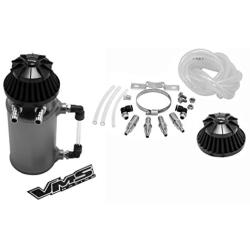 VMS Racing Universal Matte GUNMETAL Grey Gray Silver Aluminum OIL Reservoir CATCH CAN Canister Tank with Breather (Complete Kit)