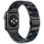 Wearlizer Black Compatible with Apple Watch Band 38mm 40mm for iWatch SE Mens Womens Replacement Stainless Steel Strap Dark Blue Resin Wristband Sleek Bracelet Metal Clasp Series 6 5 4 3 2 1 Sport