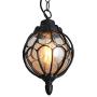 IJ INJUICY Outdoor Hanging Lamp Lantern, Waterproof Pendant Lighting Fixture in Painted Metal with Glass Globe, Exterior Ceiling Light for Porch, Entryway,Restaurant 9.1'' (Black)