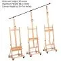 ShowMaven Multi-Function Studio Artist Easel, H-Frame Extra Large 360-Degree Spinner Wheel Rolling Adjustable Height, Red Beech Wood Studio Painting Stand ShowMaven Multi-Function Studio Artist Easel, H-Frame Extra Large 360-Degree Spinner Wheel Rolling Adjustable Height, Red Beech Wood Studio Painting Stand