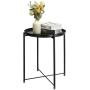 danpinera End Table, Side Table Metal Waterproof Small Coffee Table Sofa Side Table with Round Removable Tray for Living Room Bedroom Balcony and Office (Black)