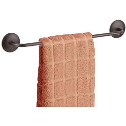 mDesign Decorative Metal Large Towel Bar - Strong Self Adhesive - Storage and Display Rack for Hand, Dish, and Tea Towels - Stick to Wall, Cabinet, Door, Mirror in Kitchen, Bathroom - Bronze