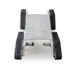 Professional Big Load Robot Tank Car Chassis, Robot Moving Platform, 4WD Metal Caterpillar Tracked Vehicle Mobile Platform with 4pcs High Torque DC Motor with Encoder, for Remote Monitor AR/VR