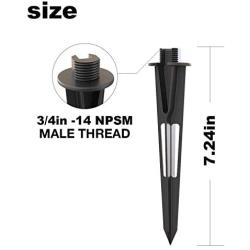 GOODSMANN 2PCS Metal Spikes Stakes Replacement 3/4 IN -14 NPSM Male Thread for Low Voltage Landscape Lights Compatible with Malibu Lights 9920-1838-02