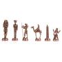 GiftHome Egypt Pharaoh Antique Copper Figures Metal Chess Set for Adults Handmade Pieces and Natural Solid Wooden Chess Board with Pearl Design Around Board and Storage Inside King 3.4inc