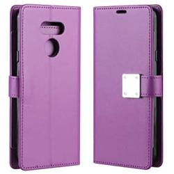 swp for LG Harmony 4 Case, LG Harmony 4 Wallet Case w/Wristlet Magnetic Metal Snap, Folio Flip Leather Cover w/Kickstand [6 Credit Card Slots], Protective Case w/Stylus Pen for K41 (Purple)