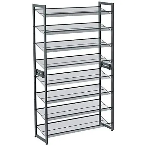 SONGMICS 8-Tier Shoe Rack, Set of 2 Stackable 4-Tier Shoe Organizers, Metal Mesh Shoe Shelf Storage, Adjustable Flat or Angled Shelves, Cool Gray ULMR08GB SONGMICS 8-Tier Shoe Rack, Set of 2 Stackable 4-Tier Shoe Organizers, Metal Mesh Shoe Shelf Storage, Adjustable Flat or Angled Shelves, Cool Gray ULMR08GB