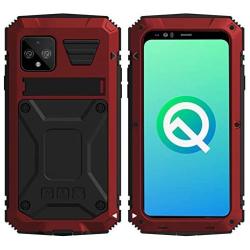 Simicoo Googel Pixel 4 XL Aluminum Alloy Metal Bumper Silicone Case Hybrid Military Shockproof Heavy Duty Armor Defender Tough Built-in Gorilla Glass Cover for Googel Pixel 4 XL (Red, Pixel 4XL)