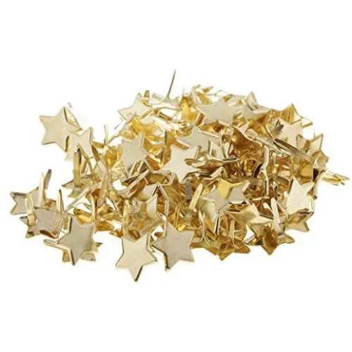 100 Pieces Star Head Metal Brad Paper Fastener Embellishments for Kids Cardmaking Scrapbooking Art Crafts 14mm Gold 100 Pieces Star Head Metal Brad Paper Fastener Embellishments for Kids Cardmaking Scrapbooking Art Crafts 14mm Gold