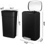 HEMBOR 13.2 Gallon(50L) Trash Can, Stainless Steel Rectangular Garbage Bin with Lid and Inner Bucket, Silent Open and Close Dustbin with Durable Pedal, Suit for Home Office Indoor Outdoor, Black