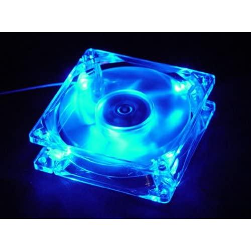 Autolizer Sleeve Bearing 80mm Silent Cooling Fan for Computer PC Cases - High Airflow, Quite, and Transparent Clear (Blue Quad 4-LEDs) - 2 Years Warranty