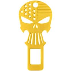 Seat Belt Buckle Alarm Stopper - Metal Seatbelt Silencer Bottle Opener Keychain for All Vehicles - Universal Seat Belt Clip for Cars - Sturdy Metal Car Seat Belt Silencers - Skull (Pearl Gold)