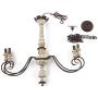 LALUZ 6 Lights French Country Shabby Chic Chandelier with Cloud Arms in Distressed Wood and Rusty Metal Finish, 31.1'' Large Living Room Pendant Light Fixture