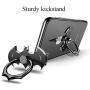 Bat Phone Ring Stand Holder - OATSBASF Cell Phone Ring Holder Finger Grip 360 Degree Rotation Compatible with iPhone 12/11 Pro Max/SE 2020 and Other Smartphones（Black+Silver）
