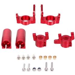 DAPENGNIAO Metal Front Steering Knuckles C Hub Carrier Rear Axle Lock Out Set Suitable for Axial SCX10 II 90046 90047 RC Car Parts Accessories (Color : Red)