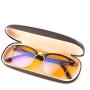Gudzws Anti Blue Light Glasses Classic Design Half Frame with Metal Rim Unisex,Anti Fatigue Protect Eyes from TV Computer Cellphone no Magnification Brown