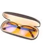 Gudzws Anti Blue Light Glasses Classic Design Half Frame with Metal Rim Unisex,Anti Fatigue Protect Eyes from TV Computer Cellphone no Magnification Brown