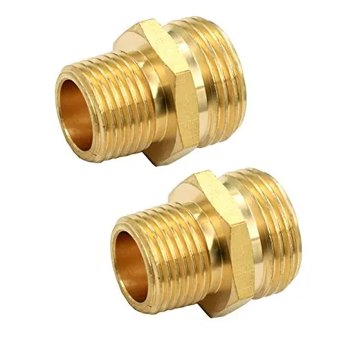 GESHATEN 3/4” GHT Male x 1/2” NPT Male Connector, Brass Garden Hose Fitting, Adapter, Industrial Metal Brass Garden Hose to Pipe Fittings Connect (2 Pack) GESHATEN 3/4” GHT Male x 1/2” NPT Male Connector, Brass Garden Hose Fitting, Adapter, Industrial Metal Brass Garden Hose to Pipe Fittings Connect (2 Pack)
