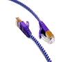 Tera Grand - 3FT - CAT7 10 Gigabit Ethernet Ultra Flat Patch Cable for Modem Router LAN Network - Braided Jacket, Gold Plated Shielded RJ45 Connectors, Faster Than CAT6a CAT6 CAT5e, Purple & Blue