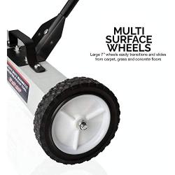 Neiko 53418A Magnetic Pick-Up Sweeper with Wheels 30 Lb, 36'' | Adjustable Handle & Floor Clearance