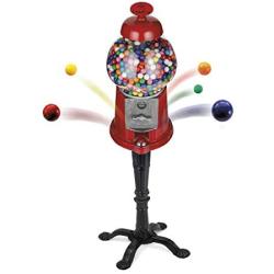 Gumball Machine - 15 Inch Candy Dispenser with Stand for 0.62 Inch Bubble Gum Ball - Heavy Duty Red Metal with Large Glass Ball- Easy Twist-Off Refill - Free or Coin Operated - by The Candery