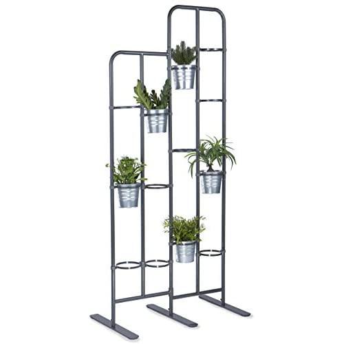 Vertical Metal Plant Stand 13 Tiers Display Plants Indoor or Outdoors on a Balcony Patio Garden or Use as a Room Divider or Vertical Garden Inside Your Home or Great for Urban Gardening (Dark Gray)