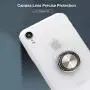 OiOMGin iPhone XR One Body 360 Metal Ring Holder Case, Hard Semilucent Translucent Matte Skin Back Soft Side, White Ring Embedded Naturally iPhone 11 6.1inch[Built-in Ring+Lens Hole Protection]-White